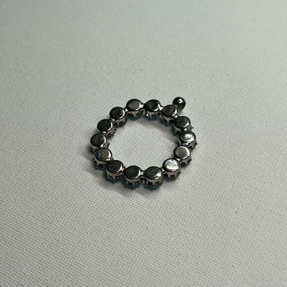 Vintage Silver-Tone Circular Pendant W/ Blue Rhinestones - Picture 3 of 5